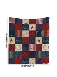 1 pieza Manta de peluche con estampado del Día de la Independencia, regalo del Día de la Independencia, manta suave y cómoda para la siesta, el aire acondicionado, regalo del Día de la Madre, picnic, camping, viaje, coche, decoración del hogar, regalo festivo