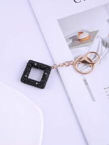 1pc Crystal Diamond Hollow Square Keychain Bag/Car Key Chain Decoration - Multicolor - View 6