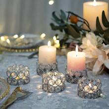Set Of 10/4/1 Silver & Gold Crystal Candle Holders, Perfect For Elegant Dining Table Centerpieces, Weddings, Parties And Creative Gifts, Suitable For Decorating Christmas, Halloween And Other Holidays