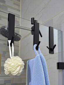 1pc Stainless Steel S-Shaped Shower Towel Bar, Suitable For Glass Door, Bathroom Bathrobe Hook,Towel Holder For Bathroom, Door Mount Towel Rack Towel Hooks For Bedroom Kitchen Pool Beach Towels Bathrobe Wall Mount Hang On The Door Cabinet Cupboard Metal Sandblasted
