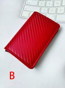 1 pieza Billetera de moda para hombre, Estuche de tarjetas de fibra de carbono de 3 colores, Soporte de tarjeta de aleación de aluminio con apertura automática, Billetera de tarjeta antirroba y antidesmagnetización, Blindaje formal/de negocios