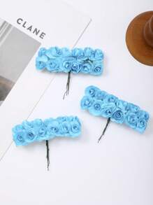 3 lots de roses miniatures artificielles en papier de couleurs mélangées, fleurs artisanales petites pour artisanat, fleurs miniatures pour bouquet de mariage. Fleurs en papier miniatures avec tiges pour artisanat DIY, scrapbooking et embellissement
