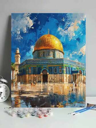 1 Set DIY Digital Oil Painting Kit "Tall Round Tower", Artistic & Creative Craft For Adult, Bedroom & Wall Art Decor, Simple & Fun Painting Method, No Drawing Experience Required, Fulfill Your Painter Dream, Immerse Yourself In Colorful World, Every Stroke Is Self-Expression, Best Gift For Family & Friends, 40*50CM