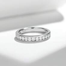 1pc Classic Eternity Wedding Band Ring With 2.0mm Moissanite, 925 Silver Plated 18K, Suitable For Daily Wear, Party, And Dates
