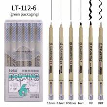 Set de 6 bolígrafos de punta fina negros en miniatura, bolígrafos de múltiples tamaños de línea para dibujos, ilustraciones, bocetos, animación, de vuelta a la escuela