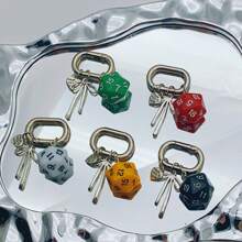 1 pièce Porte-clés dé unisexe nouvelle arrivée créatif, pendentif de boule de billard à 4 branches et en forme de cœur à la mode, breloques de sac lettrage scolaire