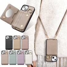 Etui na telefon Apple Sequin z smyczą, etui ochronne na telefon z lustrem, odporne na upadki i zabrudzenia, ekskluzywne wzornictwo, modne etui na telefon, kompatybilne z 6/7/8/SE2/SE3/11/12/13/14/15/16 Pro, 16 Promax, wodoodporne, odporne na wstrząsy i zarysowania