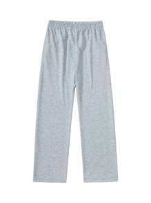 Men Knitted Straight Leg Pants, High Street Versatile Casual Loose Fit Sports Trousers, Lightweight For Spring, Autumn & Summer