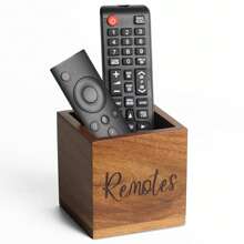 1 pieza Soporte para control remoto, Soporte para control remoto de TV, Organizador de controles remoto para mesa, Caja de madera para controles remoto para mesa de noche, sala de estar, organizador de medios para dormitorio