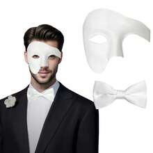 2 Packs Masquerade Costume, Men's Phantom Of The Opera Half Face Mask With Bowknot, Carnival Venetian Style Mask - Multicolor - View 13