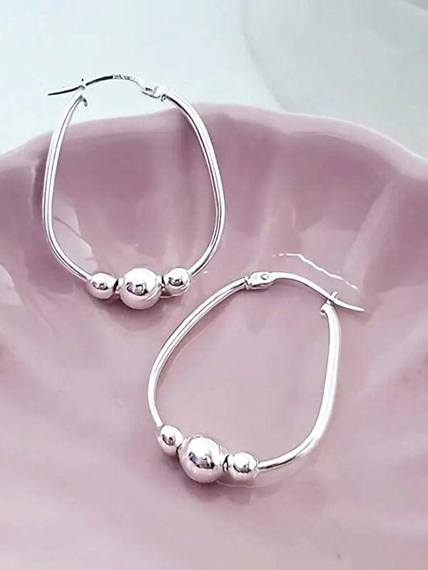 1 Pair Elegant 925 Sterling Silver Hoop Earrings Party Jewelry For Women Gift Fine Jewelry