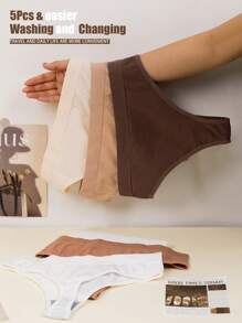 5 Stück nahtlose Stringtangas, mittlere Taille, Maillardfarben, Damen Höschen mit hoher Elastizität, angenehm und atmungsaktiv, Damen Unterwäsche