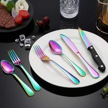 HANSMART 24-Piece Luxury Stainless Steel Cutlery Set - 5 Colors (Black, Silver, Gold, Rose Gold, Rainbow) With Mirror Finish, The Ultimate Set For Thanksgiving, Christmas & Luxury Parties | Premium Cyber Monday Gift For Wedding & Housewarming