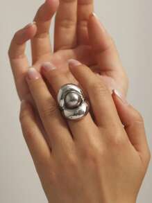 1pc Stainless Steel Mushroom Dome Ring, 18k Gold Plated, Non-Fading, Exaggerated Design Suitable For Finger Wear, Women Everyday/Party, Great Gift For Friends