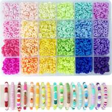 1pc Clay Bead Polymer Bracelet Making Kit, Contrast Color Solid Rainbow Soft Clay, Suitable For Teenage Girls DIY Friendship Beaded Jewelry Crafts, Gift Summer, School