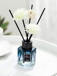 1/2 Set,50ml (1.7 Fl.Oz) Flameless Reed Diffuser Set - Ombre Blue Hexagonal Bottle With Essential Oil & Rattan Reeds | Car Air Freshener & Indoor Scented Decor For Bathroom, Bedroom, Hotel | Long-Lasting Aromatherapy Fragrance