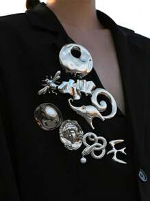 Broche géométrique en acier inoxydable pour femmes, accessoire mode, cadeau de mode
