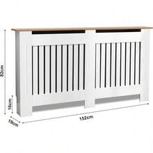 Deluxe-Radiator Cover Traditional MDF Wood Grill Cabinet Shelf, Horizontal Slat Modern Radiator Heating Covers Beautifully Crafted For Living Room Furniture (Large, White) - White - View 3