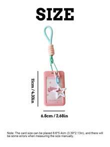 Student Candy-Colored Sliding Cover 3-Inch Card Holder, With Lanyard For Bus/Metro Card, Kids' Idol Card Display Pouch , Back To School Gifts