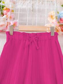 Tween Mädchen Sommerhose Einfarbig mit Schleifendekor und weitem Bein und taillierter Taille, lange Hose