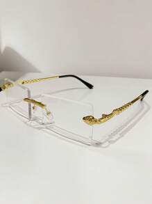 1pc Men's Metal Frame Frameless Rectangular Noble Abstinence Sexy Popular Anti-Blue Light Non-Prescription Glasses, Suitable For Summer Sun Protection, Beach, Vacation, Driving, Party, Eyeglasses In A Variety Of Colors To Choose From (Black Glasses, Transparent Glasses, Blue Glasses, Green Glasses, Pink Glasses, Brown Glasses)