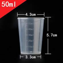 加厚塑料量杯套装，1000ml、500ml、250ml、100ml、50ml、20ml，透明小PP量杯，适用于实验室、花园、厨房等。 - 彩色 - 查看 8