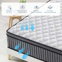 10" 12" Mattress-With Memory Spring Hybrid, Individual Pocket Spring Mattress-Twin, Twin XL,Full, Queen, King, Medium Firm, Cool Sleep, Pressure Relief, Mattress In A Box