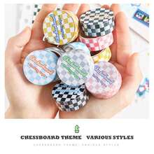 Ruban Washi de la série Damier de 300 cm, autocollants en papier DIY à damier frais, fournitures de papeterie créatives, retour à l'école - 1 volume - Voir 10