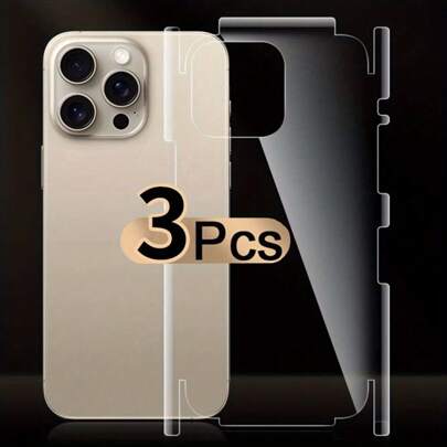3Sets Back Hydrogel Film Border Frame Stickers Compatible With Apple 16 Pro Iphone16 ProMax Plus Back Side Full Cover Screen Protectors Screen Protection Essentials, Applicable To Daily Shield, Office, Home Privacy Screen Protector Phone Screen Protector Phone Accessories Waterproof Shockproof Anti-Fall Anti-Fall Scratch Resistant Anti-Fingerprint