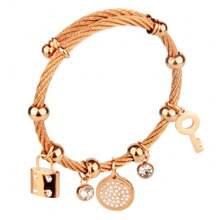 Set de 3 piezas/1 set de Multi-Colgante y Pulsera de Acero Inoxidable, con diseño de tornillo y estilo de flor de ciruelo con circonita cúbica, adecuado para uso diario y como regalo, en todas las estaciones