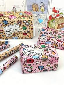 3pcs,Cute Animal Packaging Paper - Large Paper, Perfect For Birthday, Christmas, And Valentine's Day Gifts | Panda Themed Party Decoration - Multicolor - View 1