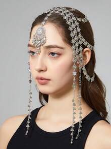 1 chiếc dây đeo đầu kiểu Ả Rập Boho cổ điển, bản lớn, thích hợp cho tiệc tùng, tiệc chiêu đãi, đám cưới, phù dâu, làm quà tặng, phụ kiện tóc cho nữ. - Mạ oxy hóa - Xem 2