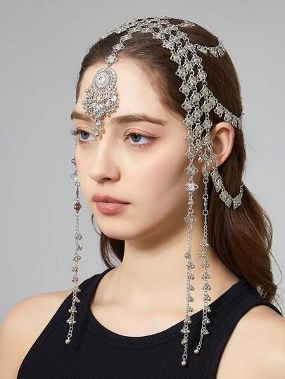 1pc Vintage Boho Arabic Style Exaggerated Head Chain, For Party, Banquet, Wedding, Bridesmaid, Gift, Hair Accessories For Women