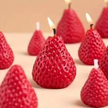 Molde de silicona en forma de fresa para velas 3D, molde de artesanía de velas con forma de fruta, suministros de decoración para fiesta, herramienta para decorar pasteles de chocolate, resina y fondant, decoración del hogar, regalo de cumpleaños del Día de San Valentín