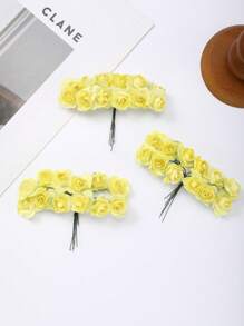 3 lots de roses miniatures artificielles en papier de couleurs mélangées, fleurs artisanales petites pour artisanat, fleurs miniatures pour bouquet de mariage. Fleurs en papier miniatures avec tiges pour artisanat DIY, scrapbooking et embellissement