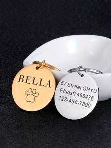 1pc Customizable Laser Engraved Personalized Text Metal Pet ID Tag, Metal Pet Cat/Dog Tag For Anti-Loss