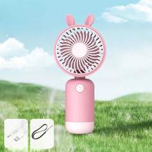 1PC draagbare cartoon USB mini-ventilator, mini oplaadbare draagbare cartoon konijnenorenventilator, kan worden gebruikt om af te koelen in de zomer