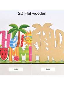 5pcs/1pc Hello Summer Watermelon Theme Desktop Decorations Signs And Plaques, Summer Wooden Signs, Home Office Decorations, Holiday Party Decorations, Craft Decorations, Summer Decorations, Holiday Gifts