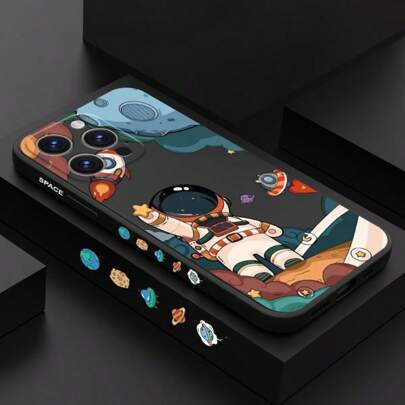 Liquid Silicone Cartoon Astronaut Pattern Case ForiPhone 17 Air 16e 15 Pro Max 14 Plus 13 Mini 12 Pro 11 X XS XR XS Max 7 8 Plus SE2 SE3 Sam Sung Galaxy S25 Ultra S24 FE S23 S22 Plus S21 S20 S10 A17 A07 A55 A54 A53 A52 A51 A35 A34 A33 A32 A25 A24