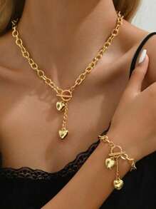 Collar de colgante de llave en forma de candado de cadena punk europeo y americano para mujeres, clásico y de moda, pulsera geométrica con hebilla OT y cadena microincrustada