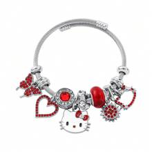 Sanrio 1pc Cartoon Sanrio Series KT Cat, Little White Rabbit, Kuromi Heart Rhinestone Alloy Bracelet, Cute & Versatile For Daily Wear