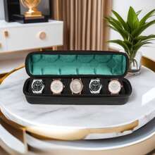 Etui podróżne na zegarek dla mężczyzn z 5 gniazdami, twarde etui na zegarek z miękką poduszką, organizer do przechowywania zegarków, etui ekspozycyjne, pasuje do większości zegarków o przekątnej do 48 mm (5 gniazd), słońce, podróż, fajny powrót do szkoły