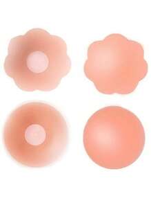 12pcs Reusable Invisible Nipple Covers, Strapless Self-Adhesive Pasties, Outdoor & Sports Bra Accessories, Silicone Invisible Breast Petals For Women, Waterproof Swimwear Protector, Suitable For Wedding Dresses, Outdoor Activities, School Campus