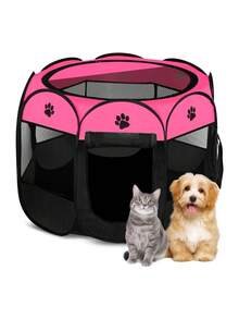 Pet Playpen House For Dogs Simple Foldable Portable Multifunctional - روز أحمر - مشاهدة 4