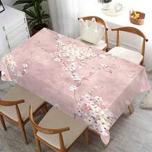 1pc Delicate Cherry Blossom Pattern Tablecloth - Essential For Home Decor, Suitable For Picnic, Camping, Wedding, Birthday Party, Restaurant - Durable Tablecloth For Home And Holiday Decor - Black - View 3