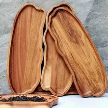 1pc Acacia Wood Solid Wood Tray, Breakfast Tray, Tray, Unique Creative Design, Used To Hold Snacks, Dim Sum, Drinks, Snacks, Fruits - The Perfect Choice For Birthday Party, Kitchen Decoration And Table, Kitchen Decoration And Table - Multicolor - View 2