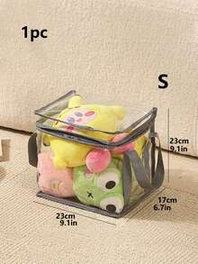 1pc Large Capacity Toy Storage Bag, Doll Storage Organizer Box, Student Book Waterproof Storage Bag, Toy Storage Bag, Multi-Functional Portable Miscellaneous Storage Bag, Student Book Transparent Thickened Waterproof Storage Bag, Transparent Desktop Storage Box For Home - Clear - View 5