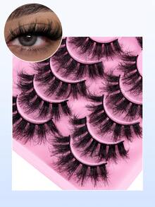 6对漫画睫毛猫眼睫毛仿貂睫毛狐狸眼睫毛自然浓密假睫毛角色扮演旅行必备化妆工具 - 濃密款 - 查看 2