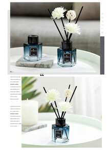 1/2 Set,50ml (1.7 Fl.Oz) Flameless Reed Diffuser Set - Ombre Blue Hexagonal Bottle With Essential Oil & Rattan Reeds | Car Air Freshener & Indoor Scented Decor For Bathroom, Bedroom, Hotel | Long-Lasting Aromatherapy Fragrance