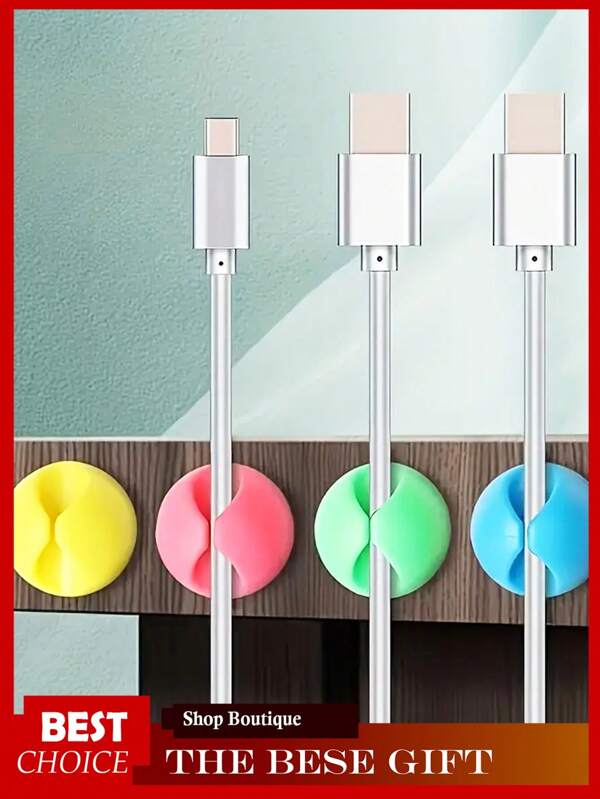 16pcs Data Cable Organizer, Data Cable Storage Box, Self-Adhesive Silicone Cord Holder With 1 Holes, 2Holes, And 3HolesData Cable Organizer Bag, For Desktop Organization - Ideal For Earphones, Mobile Data Cables And Power Cords - Multi-Functional Cable Winder And Wall-Mounted Cable Organizer - Suitable For Desk Or ShelfS
